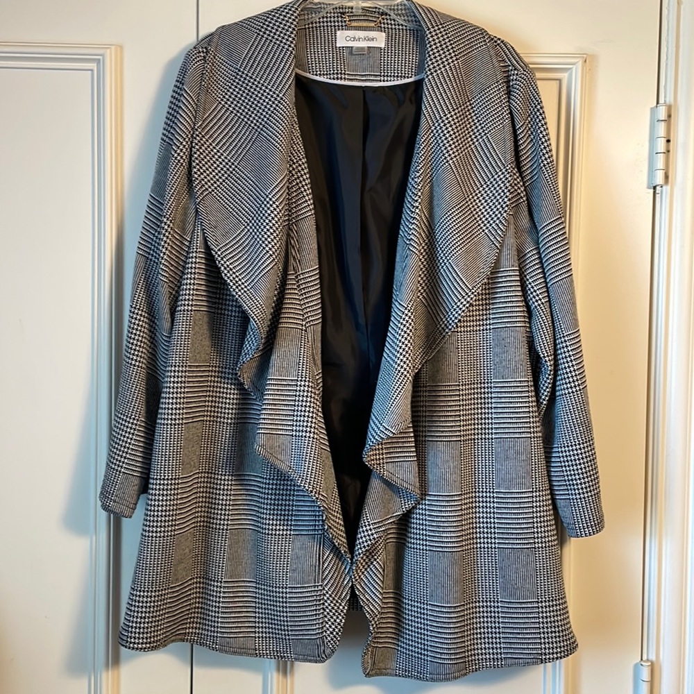Calvin Klein Black and White Plaid Blazer